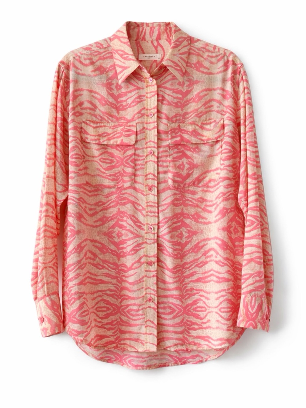 Equipment Femme 100% Silk Zebra Print Cream Pink Button-Up Shirt Size XS